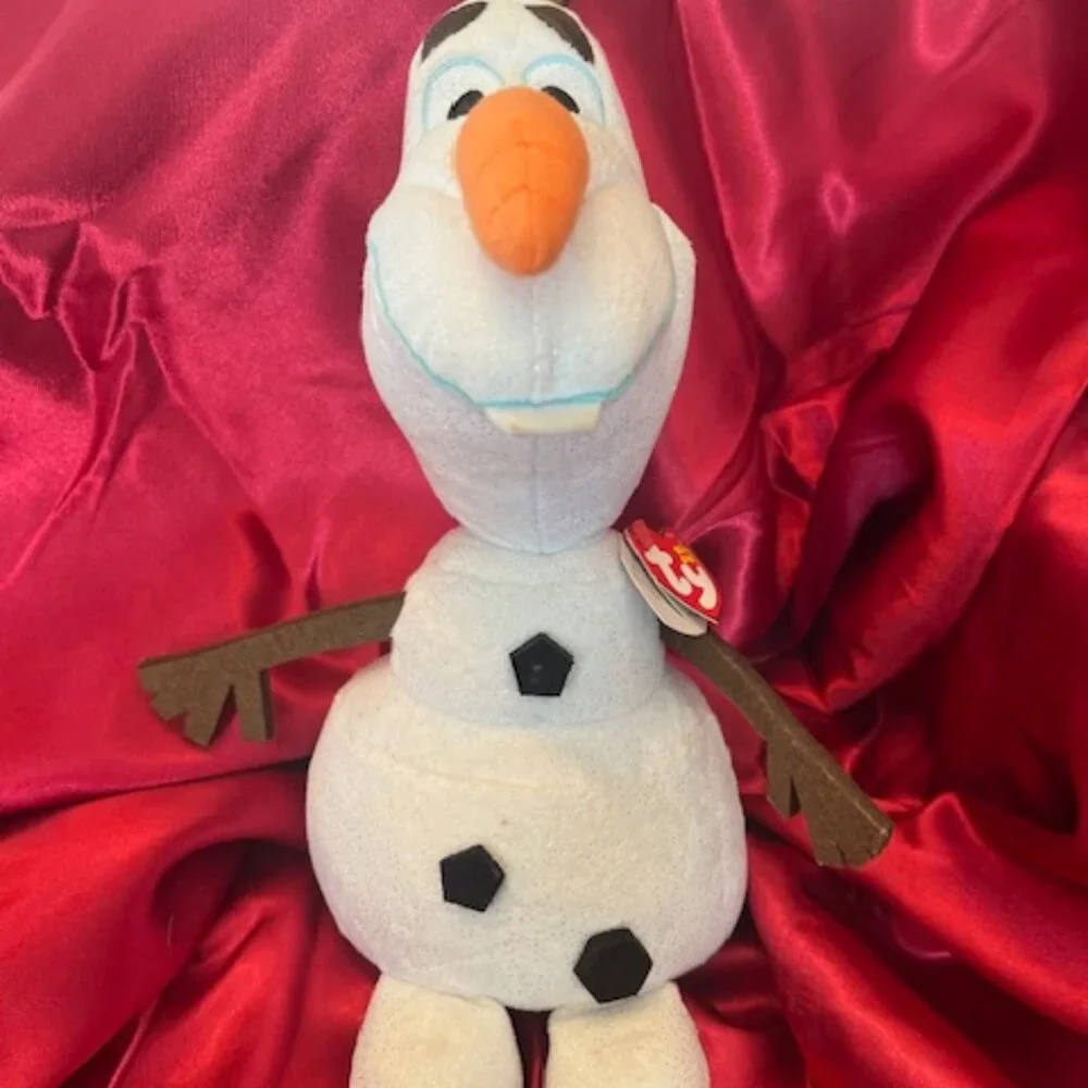 Ty Sparkle Beanie Baby Olaf the Snowman plush‎ toy DISNEY with Santa hat